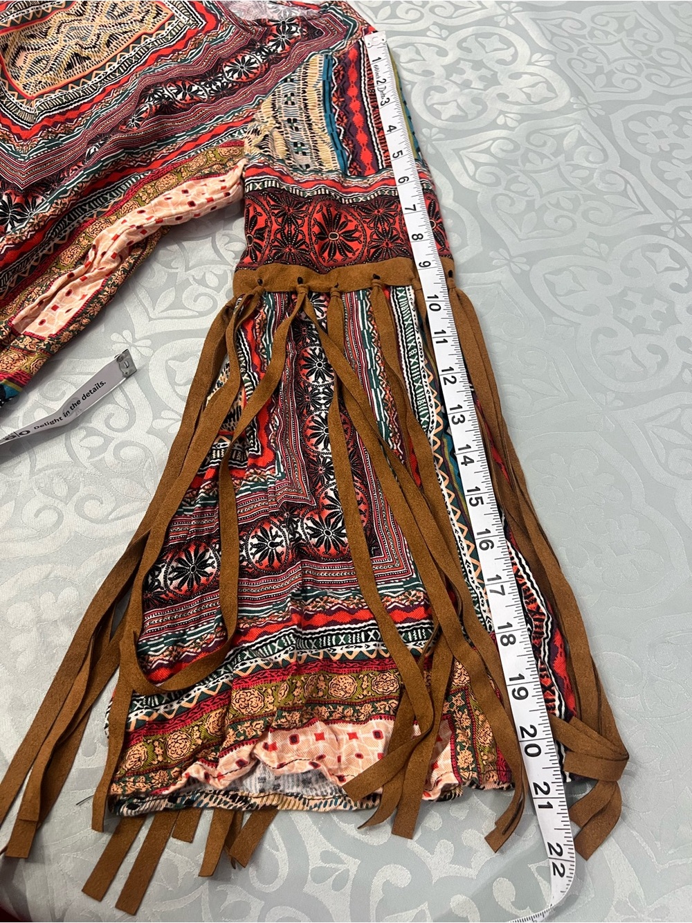 Uncle Frank by Anthropologie Geometric Embroidered dress  with Red&Teal Accentst - Picture 9 of 11